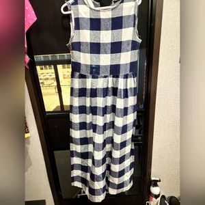 Blue and white gingham dress